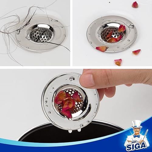 Miniatura 6 de MR.SIGA Colador de drenaje de lavabo de baño, utilidad, inclinación, colador de drenaje de fregadero de bañera, colador de drenaje de ducha de acero