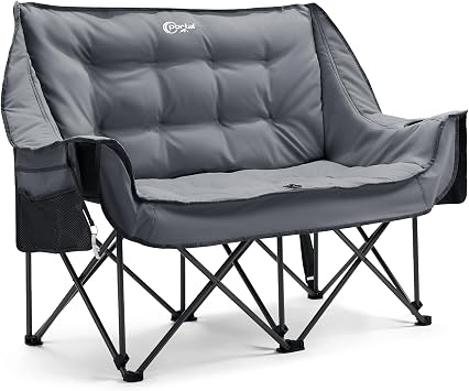 Portal Camping Chair Foldable Camping Sofa for 2 People 272 kg Load Capacity Super Soft with Storage Bag Double Folding Chair Folding Sofa Thick Padded High Backrest for Outdoor Garden Balcony