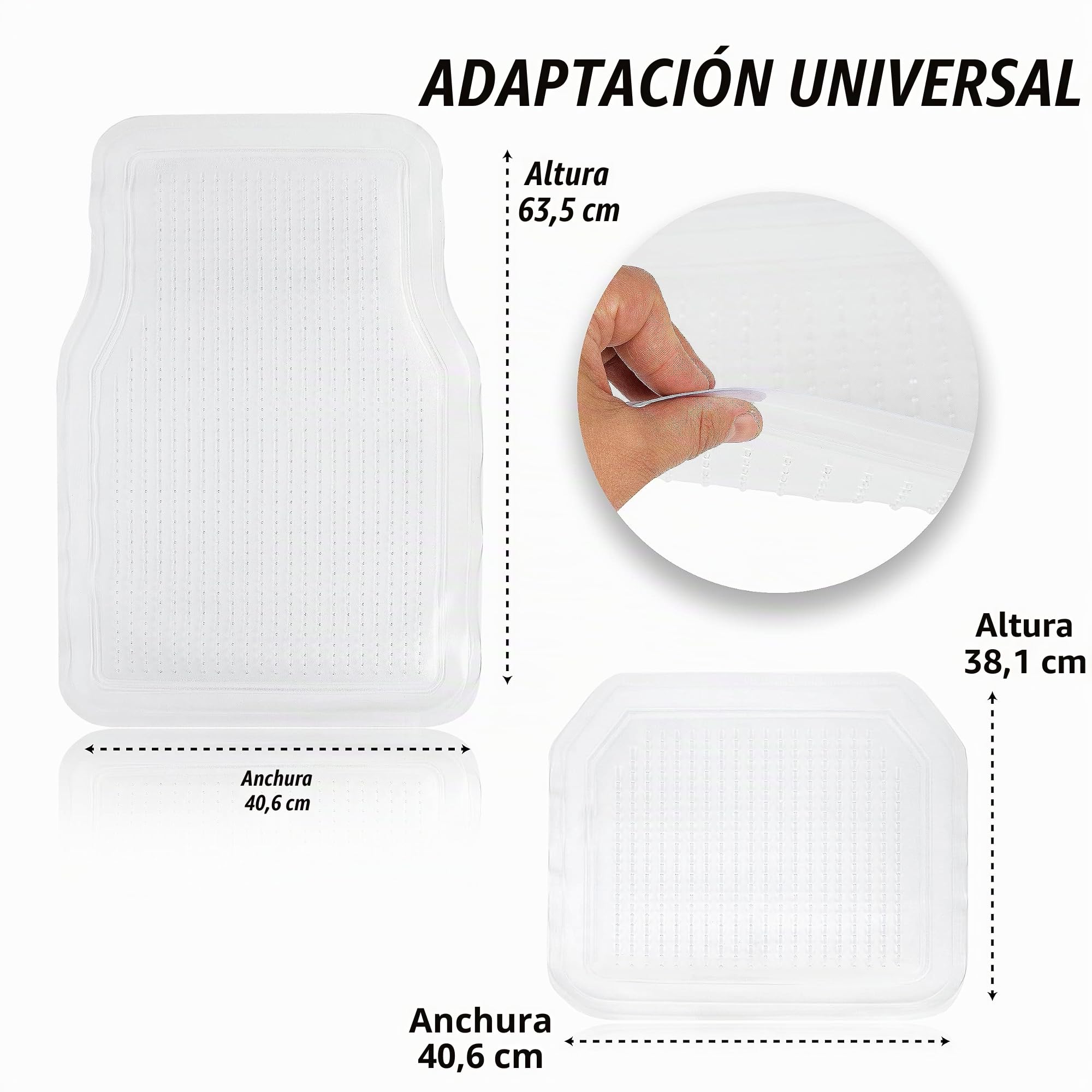 Zone Tech – Alfombrillas para coche (4 unidades, goma transparente)