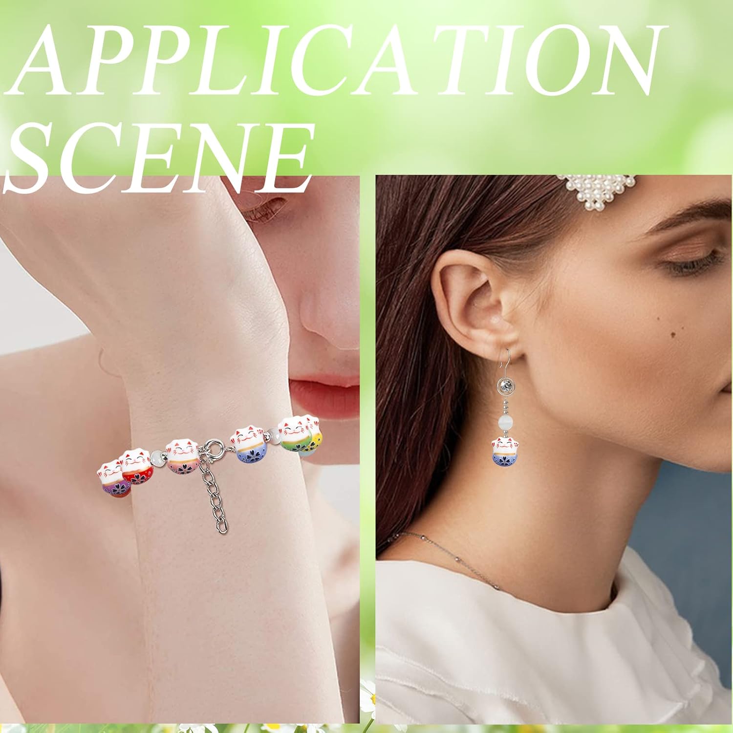 CHGCRAFT 40Pcs 10 Colors Ceramic Lucky Cat Beads Handmade Porcelain Lucky Cat Loose Spacer Beads Ceramic Bead Bulk for DIY Jewelry Making. 12x14x11mm - Image 6