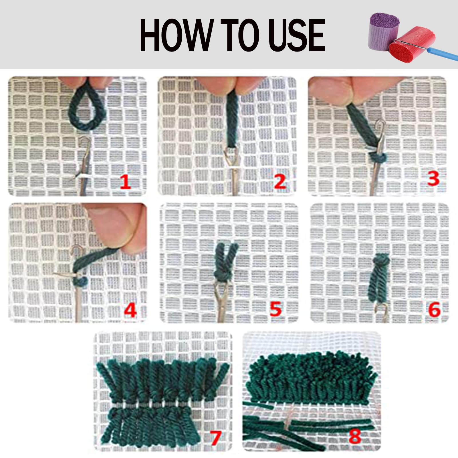 Fveknbhyewng Klink haak tapijt kits - thuis grendel haak kussen kits - DIY haak tapijt maken kit voor volwassenen kinderen - 3D kruissteek tapijt borduurwerk handwerken haken voor woondecoratie 38 x