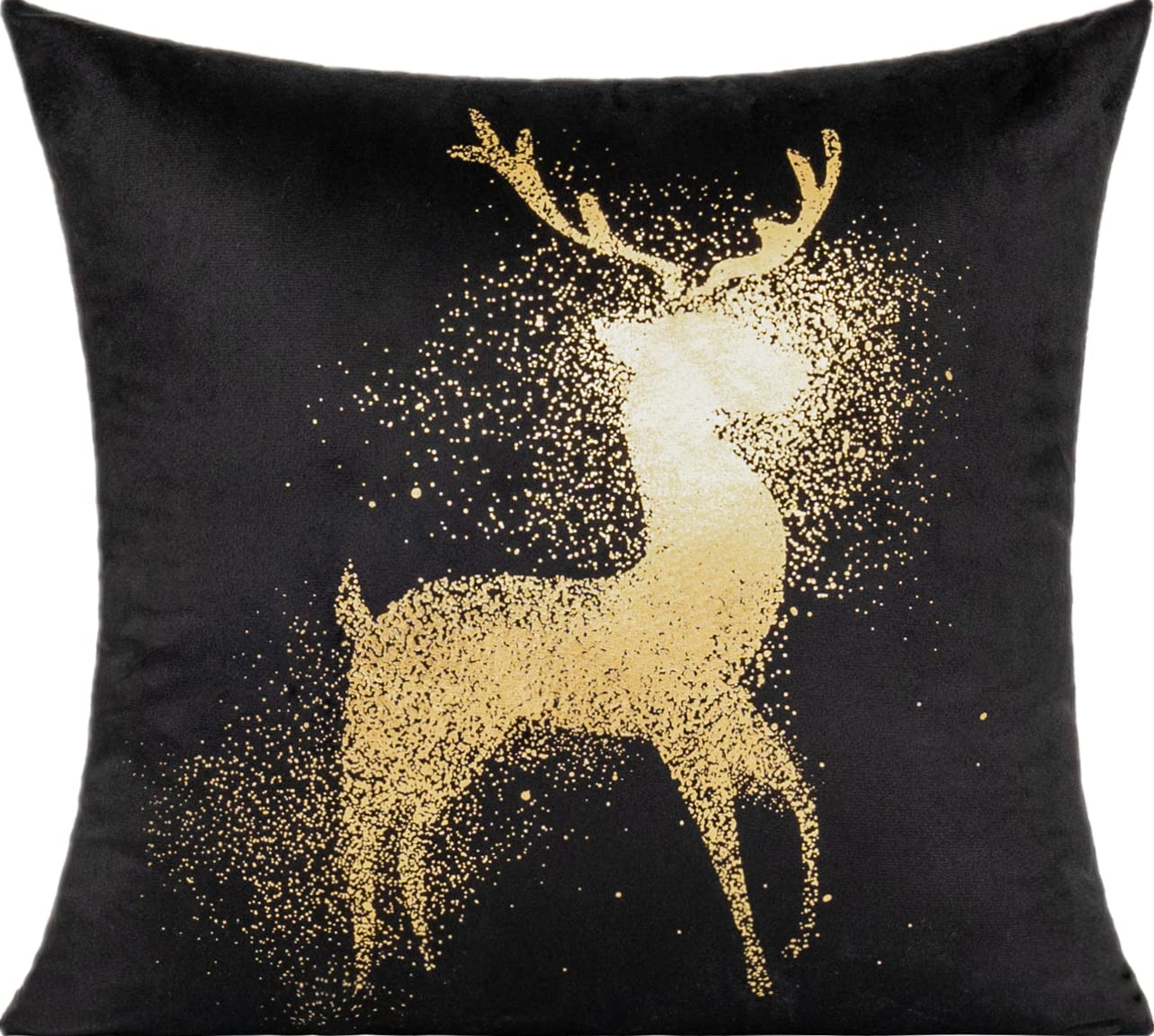 All Smiles Kissenbezug 4 Stück 45x45cm Weihnachten Samt schwarz golden Dekorative Kissenhülle draußen Dekokissen Sofakissen Zierkissenbezüge für Sofa Schlafzimmer Wohnzimmer Auto Zuhause Dekoration