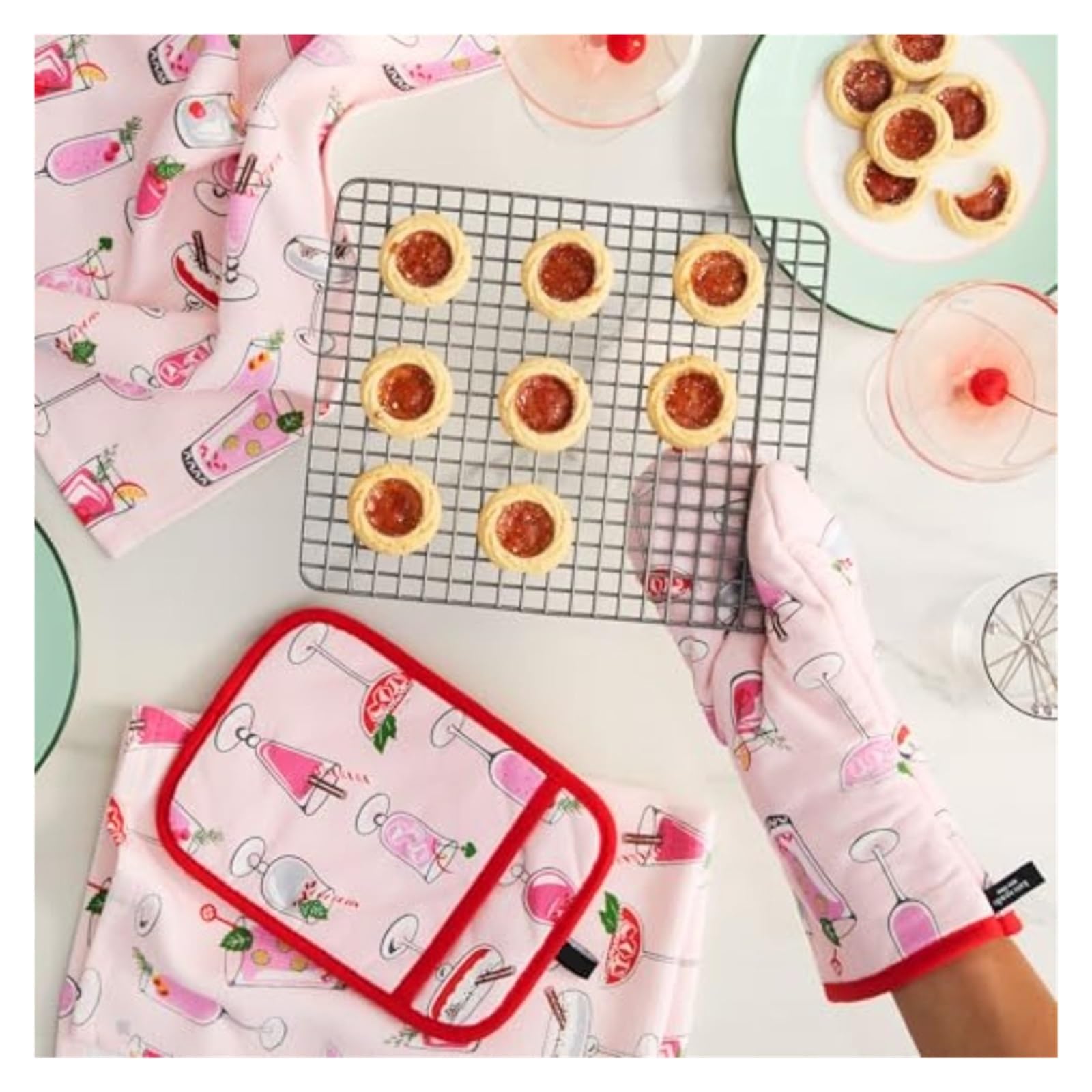 Set de torchons de cuisine, torchons coton, moufles et manique | Serviettes douces et absorbantes avec moufles en silicone pour vaisselle et casseroles chaudes(Holiday Pets)