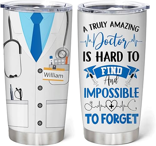 Miniatura 7 de Hyturtle Regalos personalizados para médicos para hombres, vaso de médico de 20 onzas, 30 onzas, acero inoxidable, aislado, taza de viaje, regalo de
