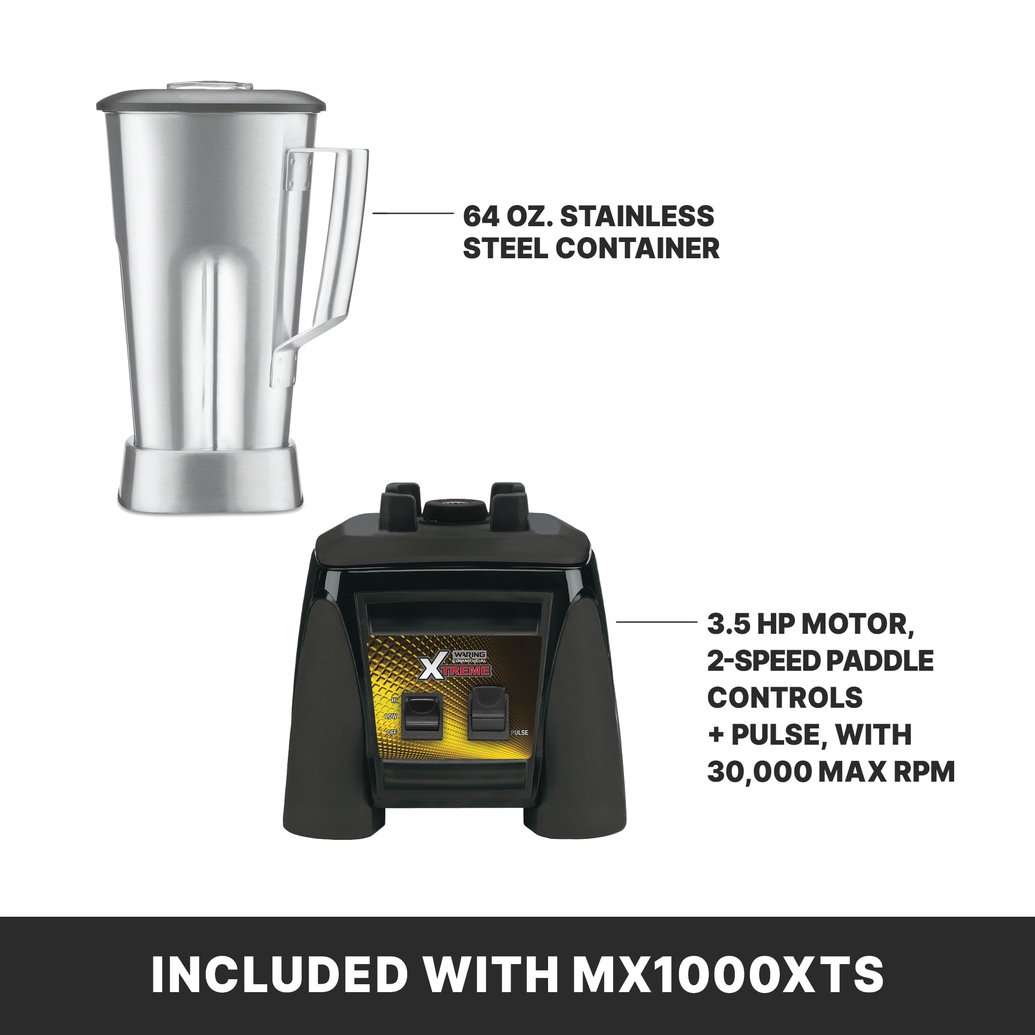 Waring Commercial MX1000XTS 3.5 HP Blender with Paddle Switches