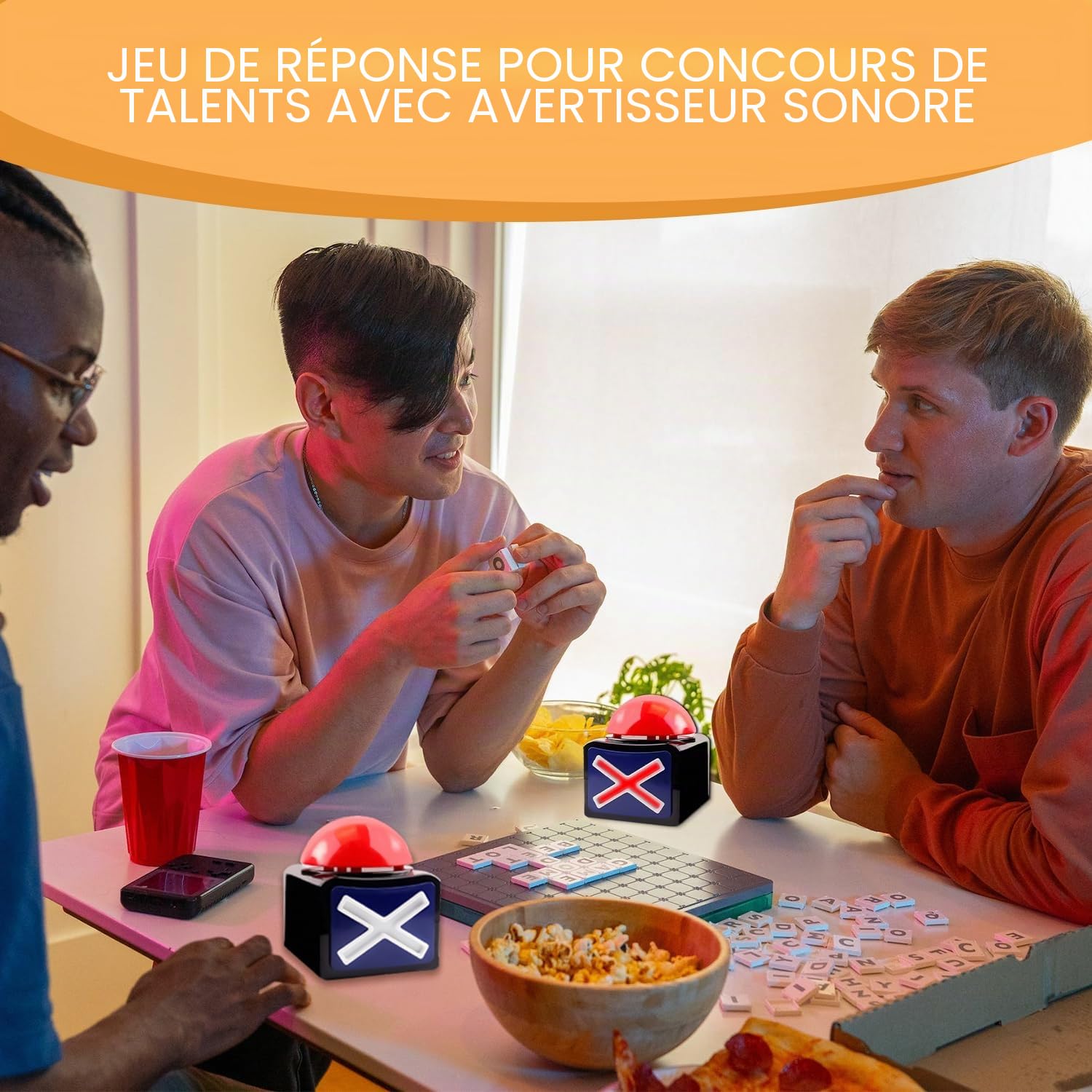 Jeu avec Son répondre Buzzer - Game Show Buzzer - Jeux avec lumières Buzzer et Quiz Got Talent Buzzer Famille Discord Buzzer Jeux pour la Classe (Pack de 2)