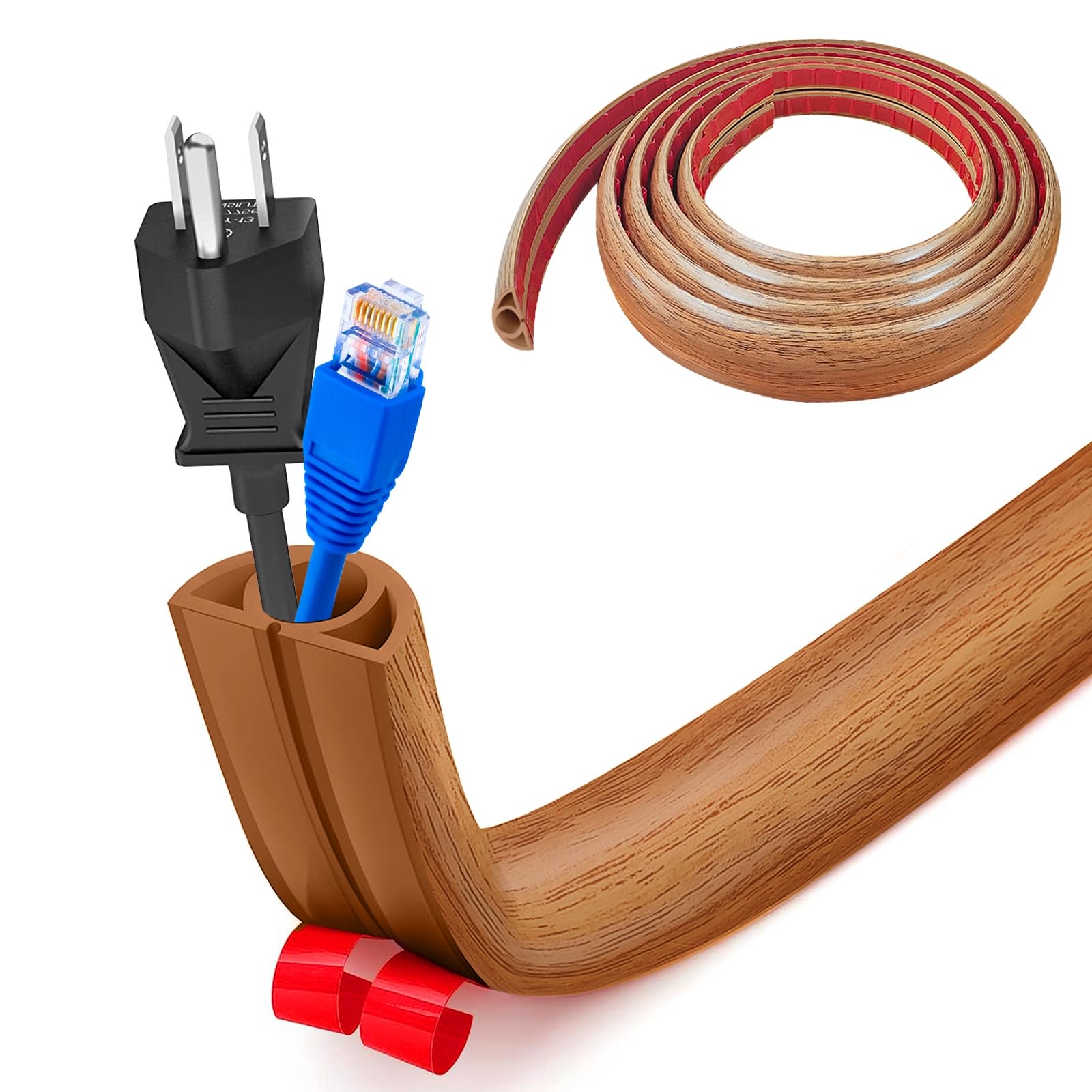 Pasacables Suelo, Canaleta Cables Suelo, 3.0M x2cm Protector de Cables para Suelo, Cubiertas de Suelo para Cables Autoadhesiva Montaje para Todos los Hogar, Oficina, Escuela,Almacén(Blanco-Redondeado) — view 14