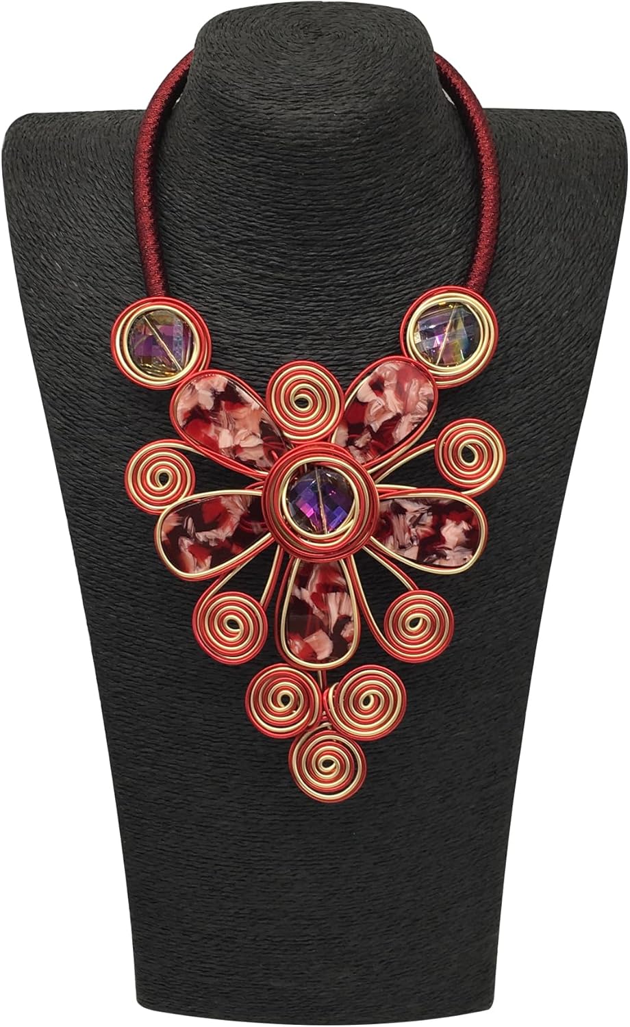 Statement African Necklace For Women African Jewelry Costume Earring Sets Tribal Fashion Colorful Big Rhinestone Crystal Pendent Collar Choker Bold Chunky Bib Handmade - Image 3