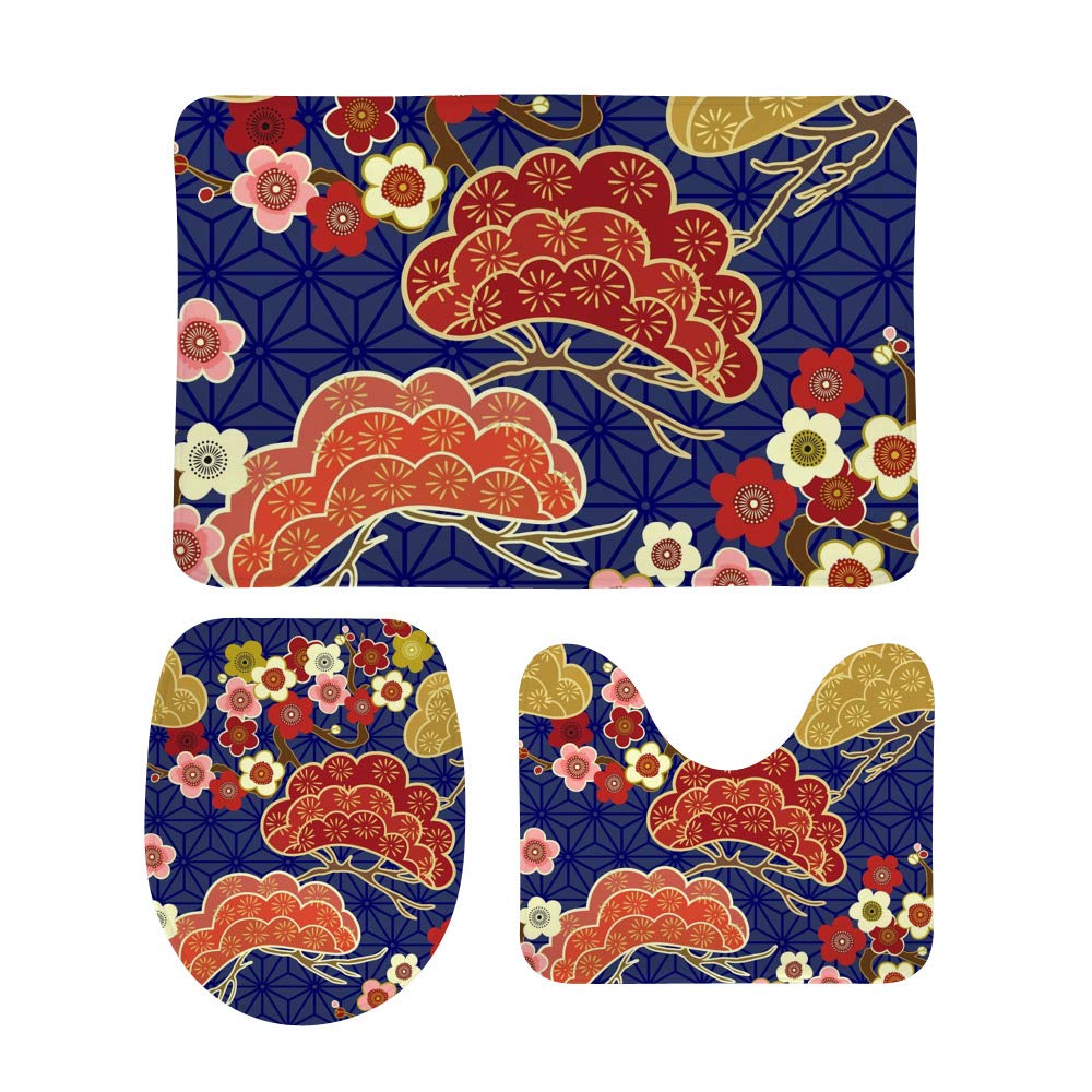 Tapis de bain haut de gamme style géométrique abstrait lot de 3 pièces