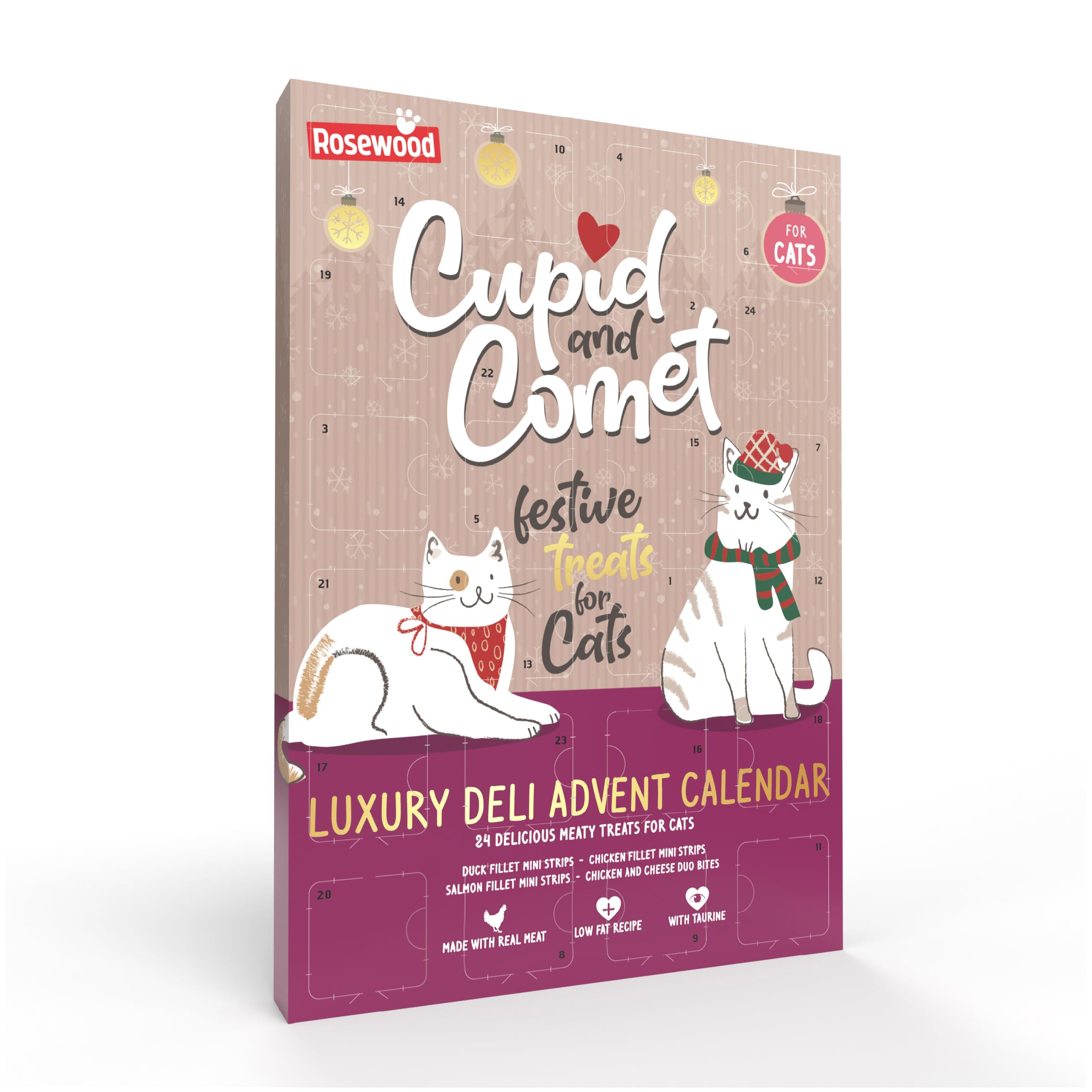 Rosewood Cupid & Comet Luxury Real Meat Advent Calendar for Cats, Cat Treat
