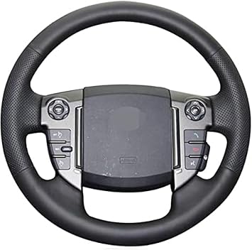Hand-Stitched Black Leather Car Steering Wheel Cover, for Land Range Rover Sport 2010-2013 Rover Discovery 4 2010-2016 DIY Breathable Steering Wheel Covers