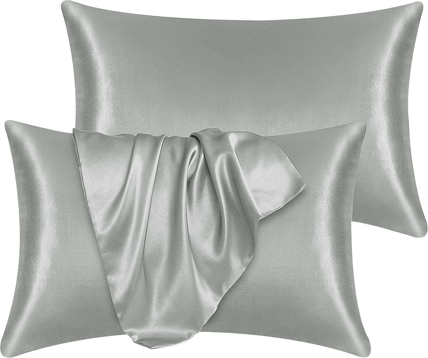 Imperial Rooms Grey Silky Premium Pillow Cases 2 Pack – Luxury Satin Pillowcase Feels like Silk Pillowcases for Hair and Skin Care with Envelope Closure, Best Gifts for Women (50x75 cm)
