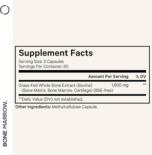 Miniatura 2 de Codeage Suplemento de médula ósea alimentada con pasto – Matriz ósea de carne de res liofilizada y no desgrasada y cartílago – 1500 mg por porción,
