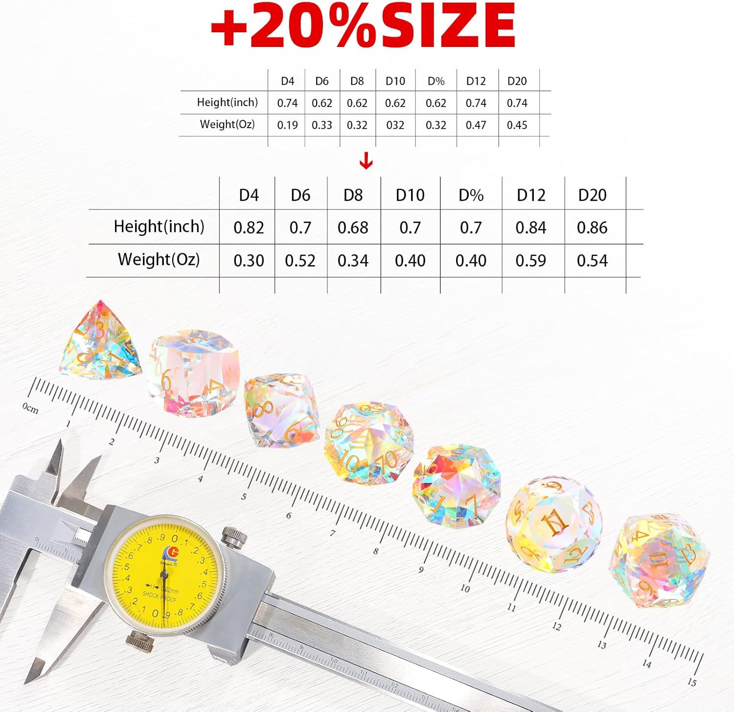 7-Piece Diamond Cut Dice Set for Dungeons and Dragons (D&D) | RPG & Tabletop Games | Premium Gift Box & Durable Design