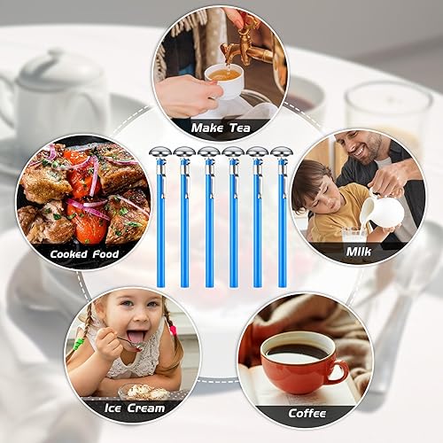 Miniatura 6 de Xuhal 6 termómetros de cocina de acero inoxidable con vástago largo de 5 pulgadas de largo, esfera de 1 pulgada, termómetro de alimentos para horno,
