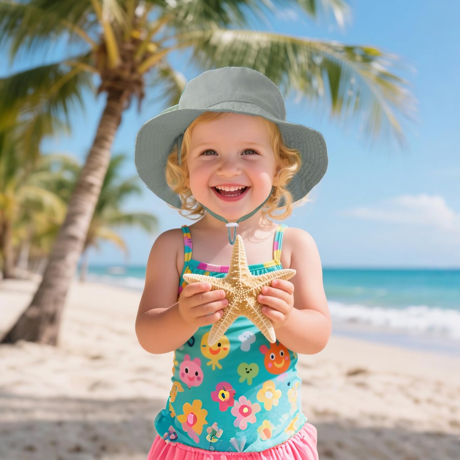 Baby Sun Hat UPF 50+ Kids Bucket Hat Adjustable Sun Protection Beach Hats for Toddler Boys Girls 0-6 Years - Image 4