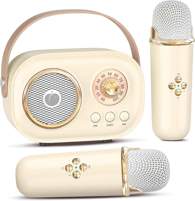 Mini Karaoke Machine for Kids Adults,Portable Bluetooth Speaker with 2
