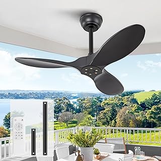 KBZZ 36 Inch Black Ceiling Fan without Light,6 Speeds,Reversible Silent DC motor,3 ABS Blades,Modern Ceiling Fan No Light,Ceiling Fan with Remote for Indoor Outdoor Farmhouse Bedroom Patio Kids Room