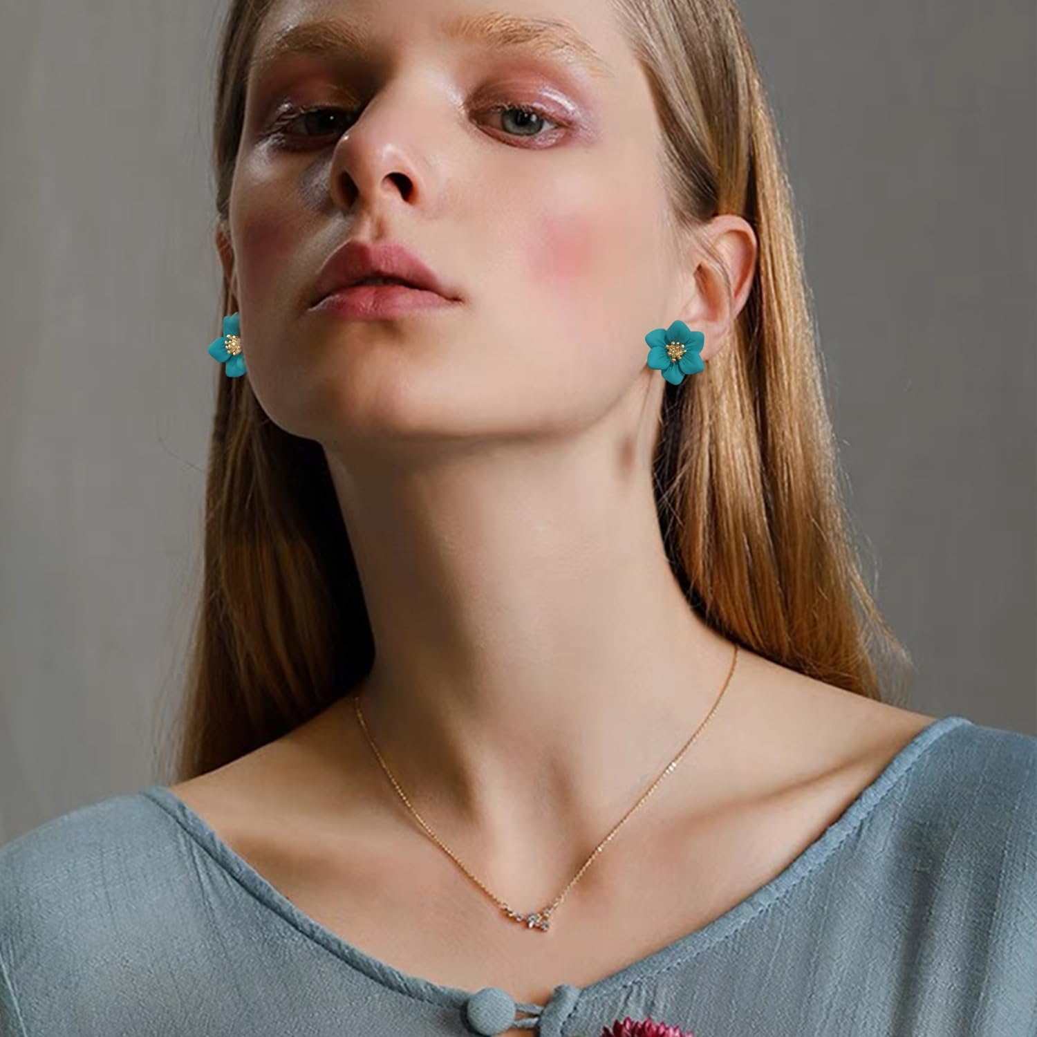 GPASTG Bohemian Tiny Daisy Flower Dangle Drop Earrings Boho Matte Painted Metal Floral Stud Earring For Women Lover and Friends - Image 3