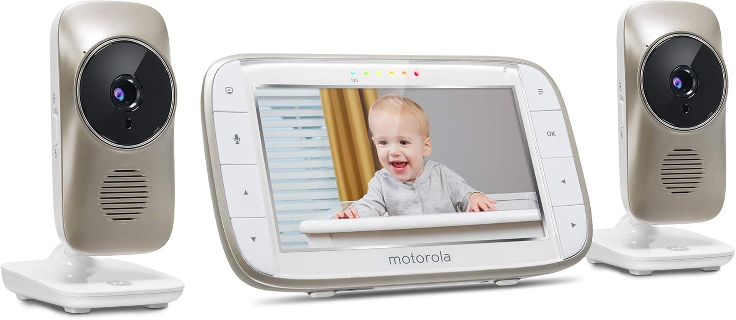 Motorola MBP845CONNECT-2 5" Video Baby Monitor with Wi-Fi Viewing, 2 Cameras, Digital Zoom, Two-Way Audio, and Room Temperature Display (Renewed)