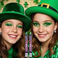 Vista 2 de MEICOLY Sombra de ojos verde en barra para el día de San Patricio, accesorios verdes para mujer, sombra de ojos brillante metálica, sombra de ojos