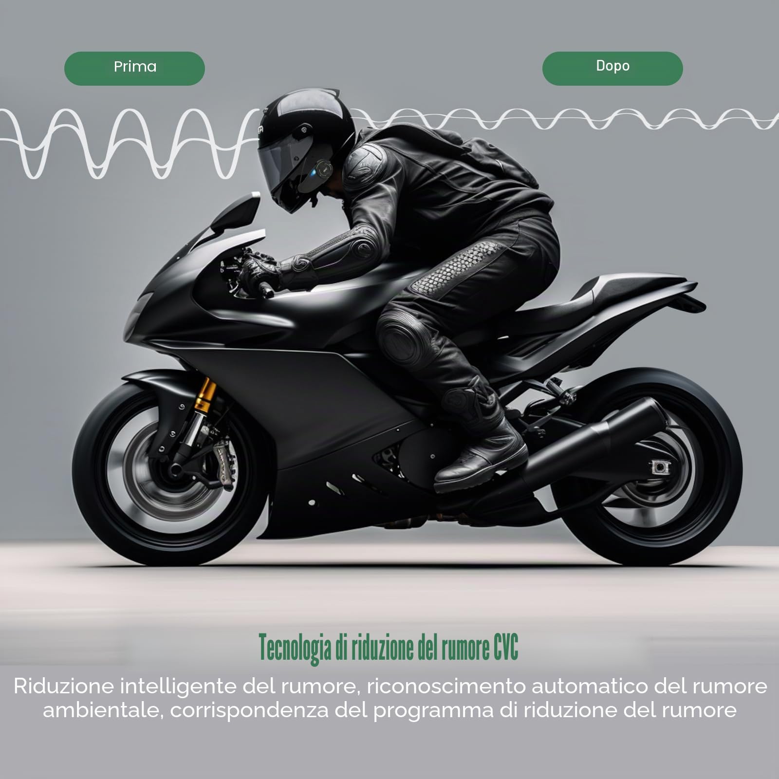 EJEAS Q8 Mesh 3.0 Sistema di Comunicazione Interfono Moto, Interfono Casco Moto Bluetooth 5.1 con Riduzione del Rumore CVC e Condivisione di Musica per 6 Motociclista (Confezione da 1)