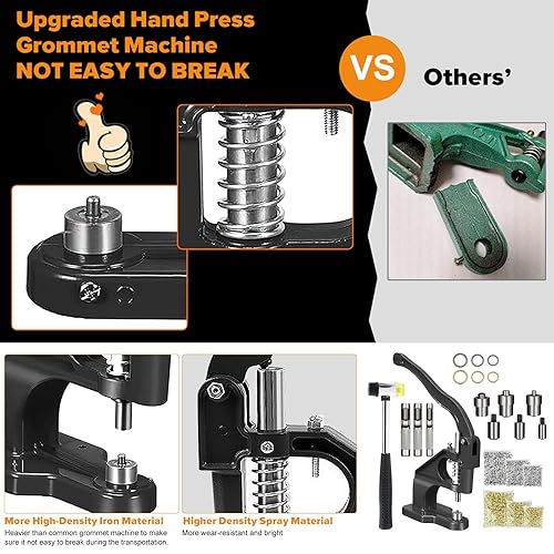 Miniatura 5 de Nuscen Kit de máquina de ojales de prensa manual, herramienta de prensa de ojales, máquina de prensa de remaches con ojales, máquina de ojales para