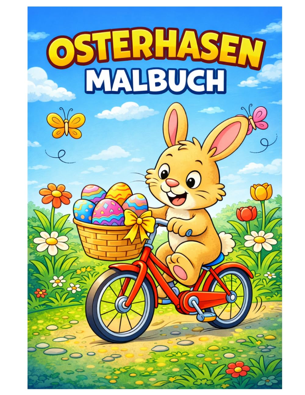 Osterhasen Malbuch: 50 Lustige und Niedliche Osterhasen Ausmalbilder mit Ostereiern, Körben, Blumen und Frühlingsszenen für Kinder, Jugendliche und Erwachsene