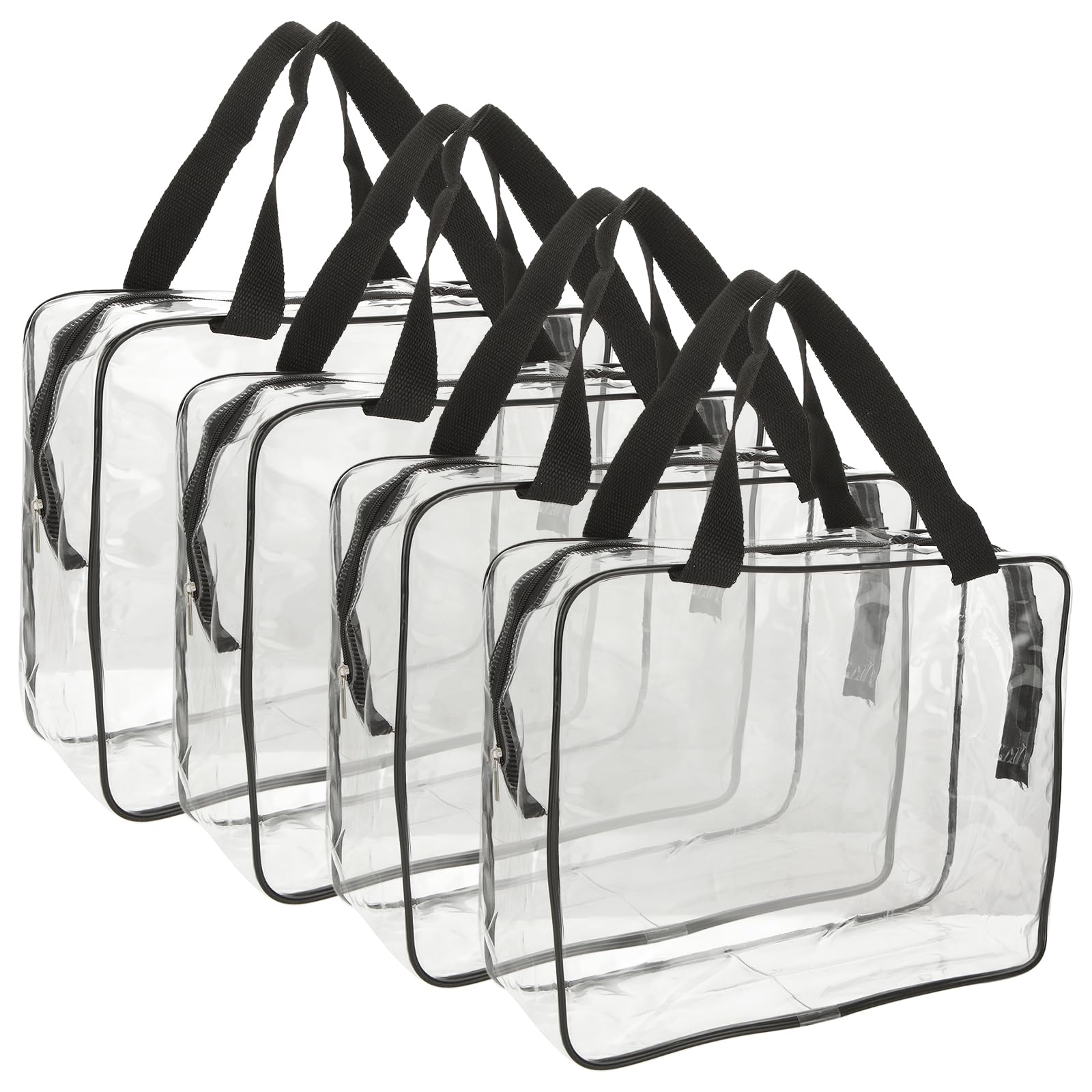VIDETOL 4 Pcs Large Clear Toiletries Bags, Waterproof Large Transparent Storage Bags with Zipper and Handle