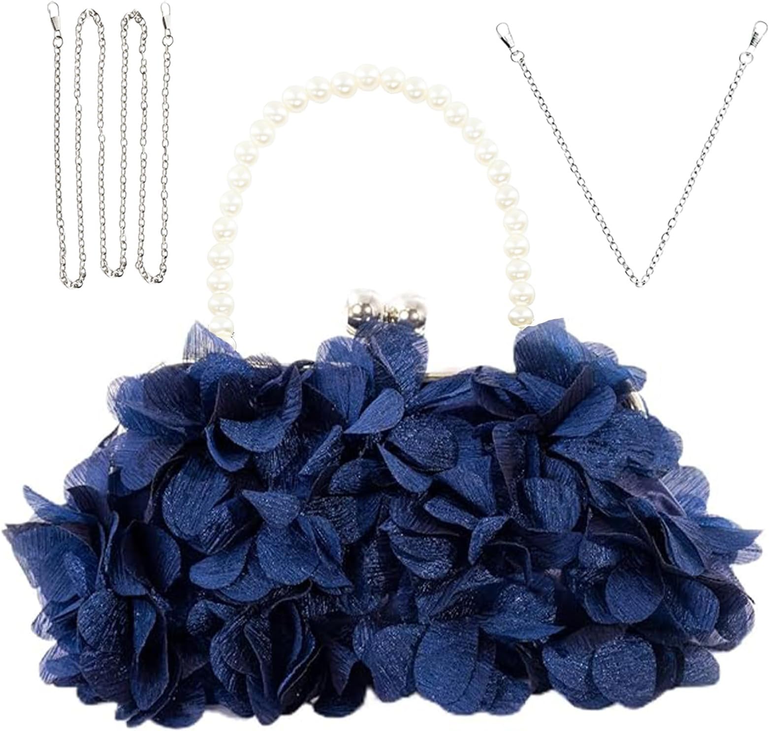 Women Elegant Evening Purse, Small Floral Clutch Bag with Detachable Chain for Wedding, Party, Prom
