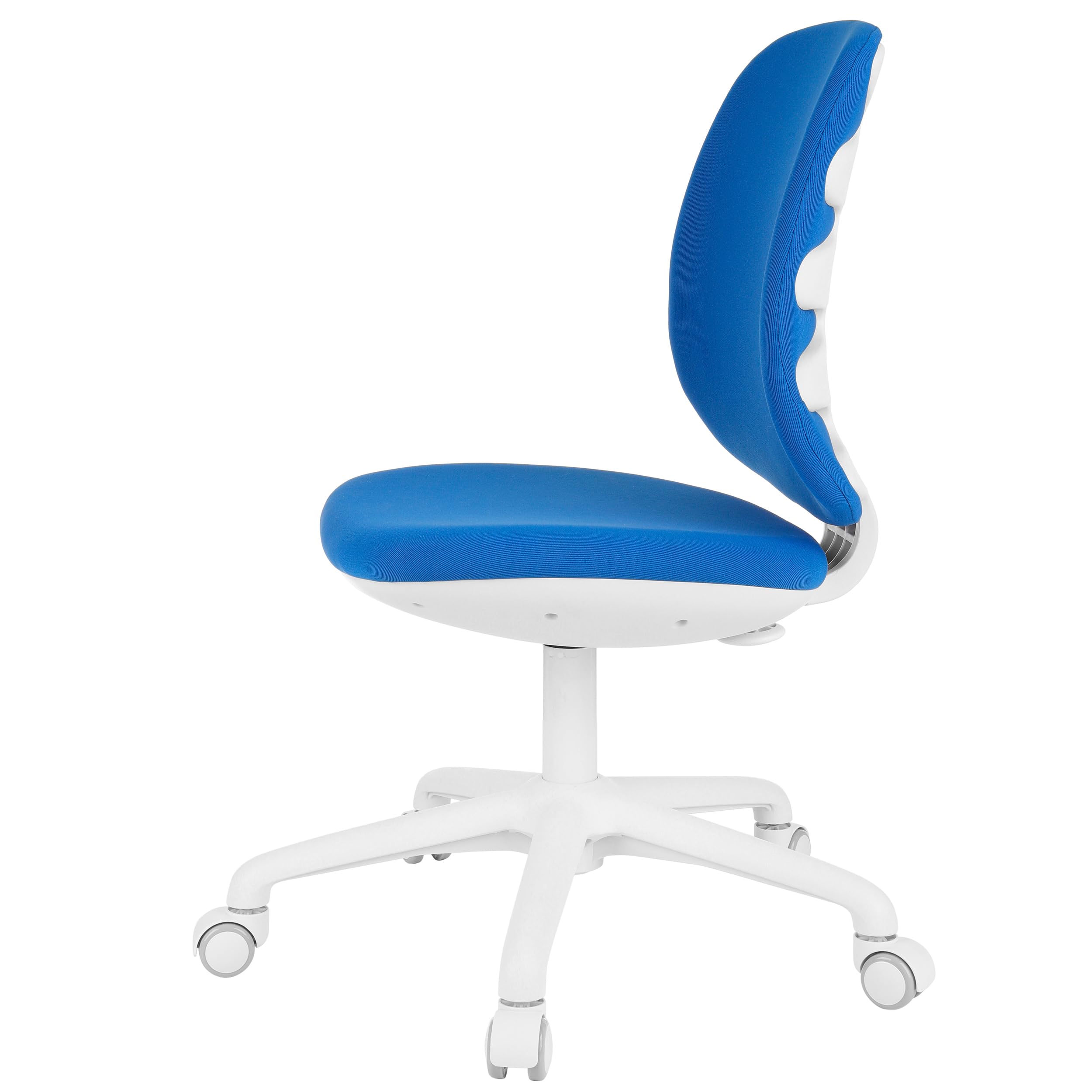Drehstuhl für Kinder und Jugendliche Active White, Rückenlehne mit Tiefenverstellung, ergonomische Rillen an der Rückenlehne, maximale Belastung bis 150 kg, korrekte Sitzhaltung. (White/Blue)