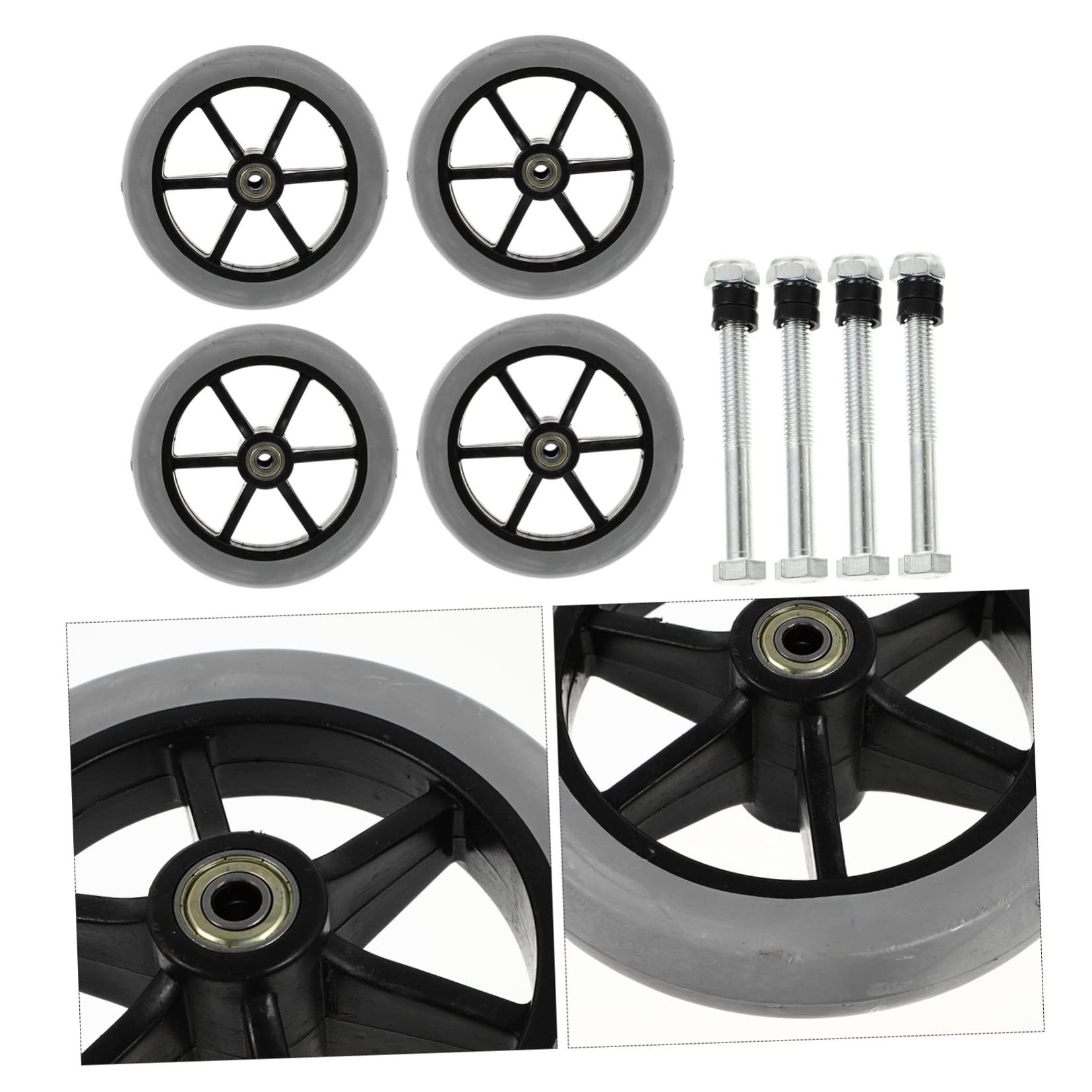 Ruedas Delanteras para Silla de Ruedas, Recambio 4 Piezas Abs Pvc Acero | Repuesto Compatible Andador y Uso Interior o Exterior, Rodaje Suave y Resistente al Desgaste