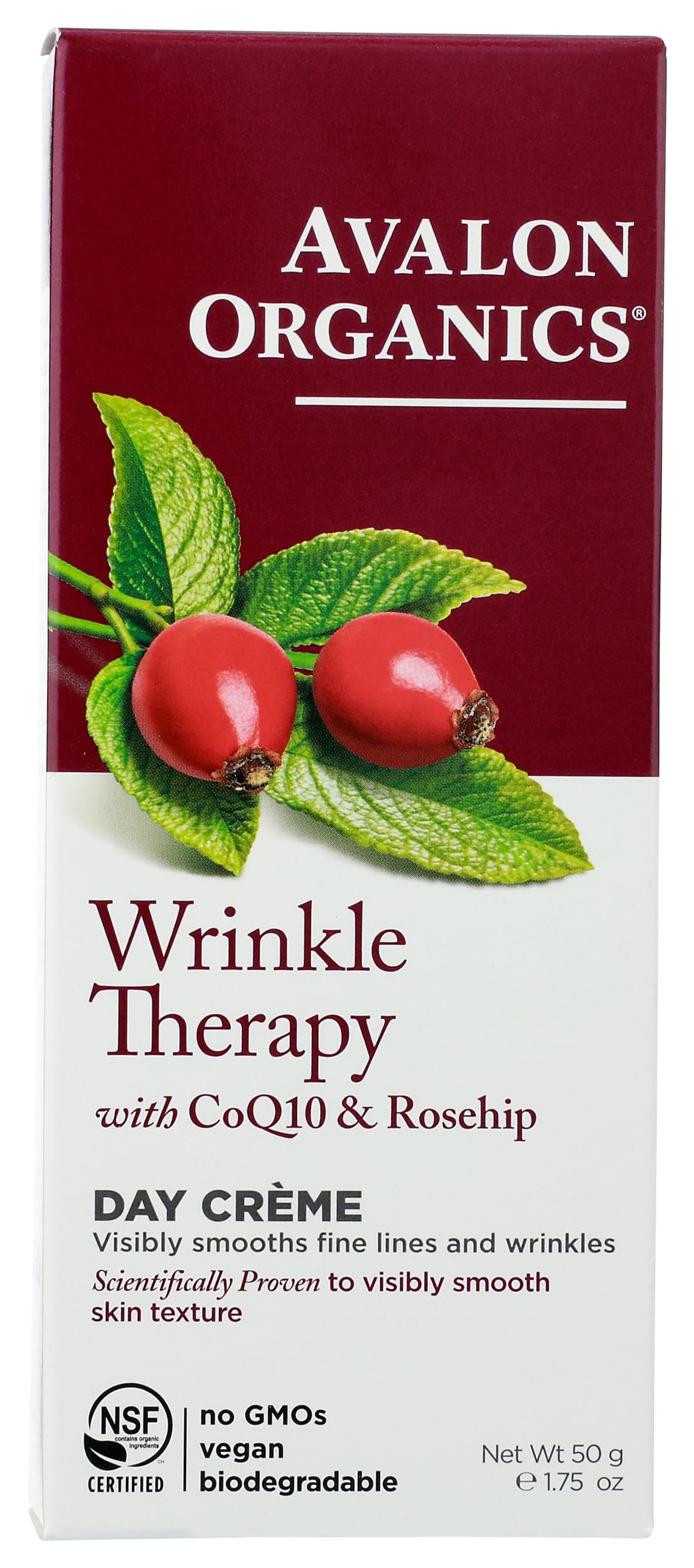Avalon Organics Wrinkle Therapy With Coq10 And Rosehip Day Cream, 50 gm