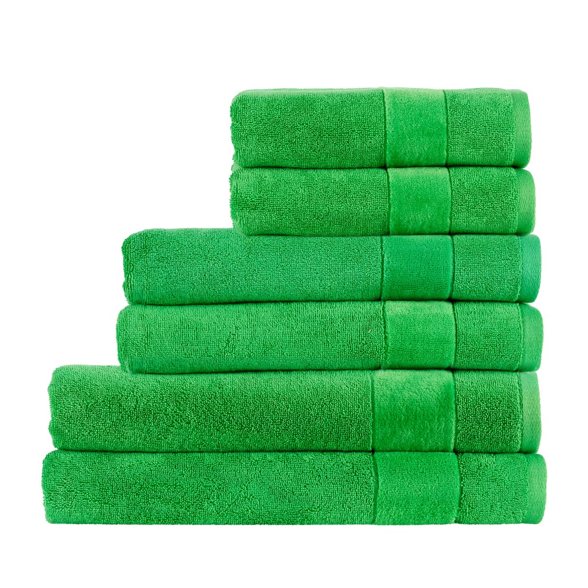 Christy Absinthe Prism Family Towel Set | 6 Pieces | Vibrant Colours | 100% Turkish Cotton | Super Soft And Fluffy | Quick Dry | 2 Bath Sheets 2 Bath Towels 2 Hand Towels | Green
