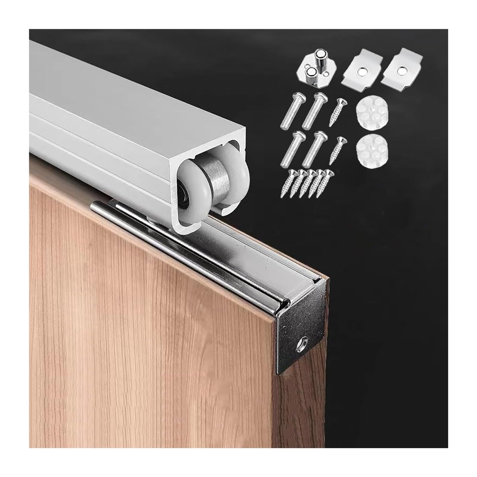 Sliding Door Track, White Heavy Duty Pocket Barn Door Track Hardware Kit, Single Sliding Rail(16ft/4.9m)