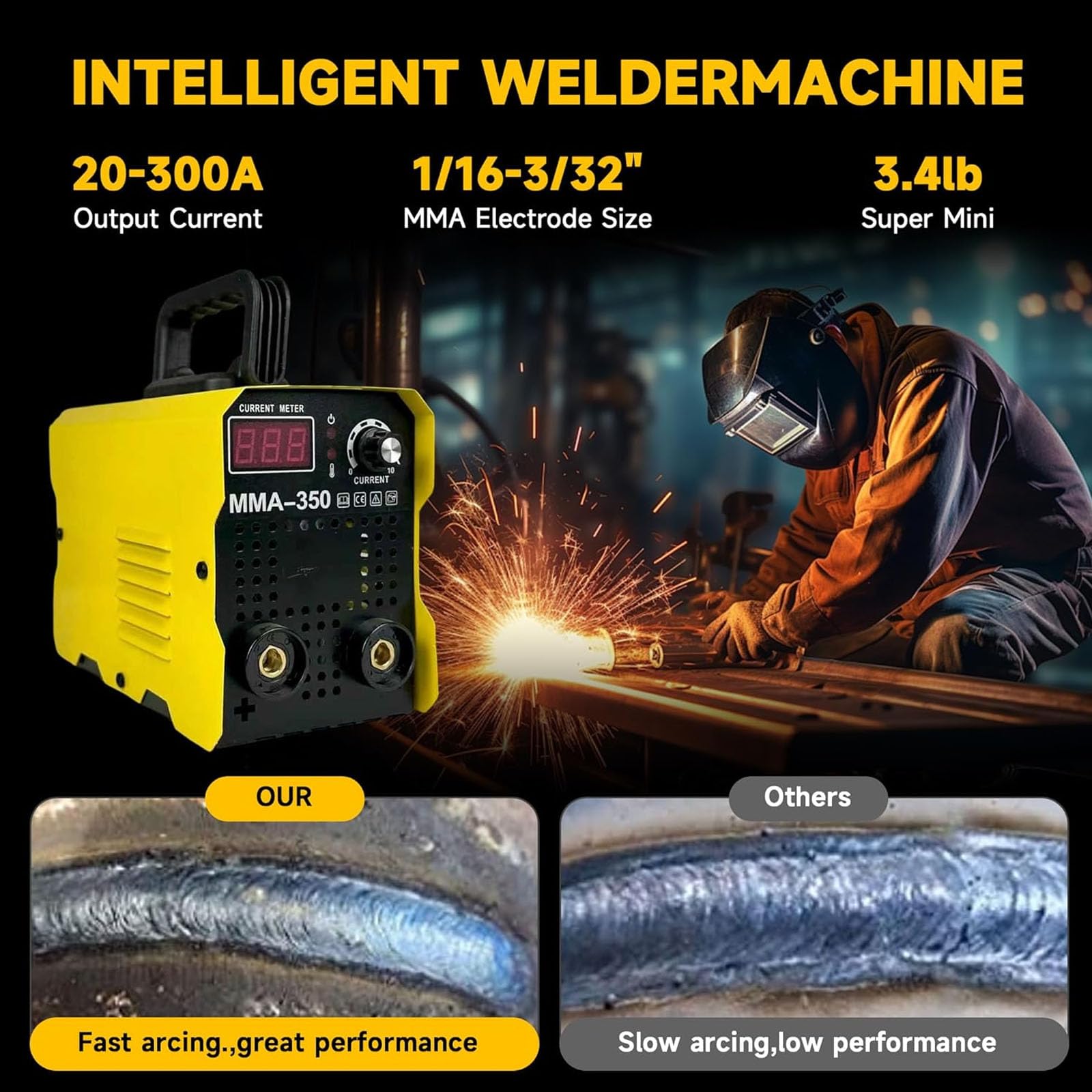 Spawarka o mocy 250 A z 50 prętami, ulepszona mini przenośna spawarka, spawarka inwertorowa IGBT z funkcją Hot Start Arc Force Anti-Stick, do samodzielnej naprawy spawarki łukowej w domu