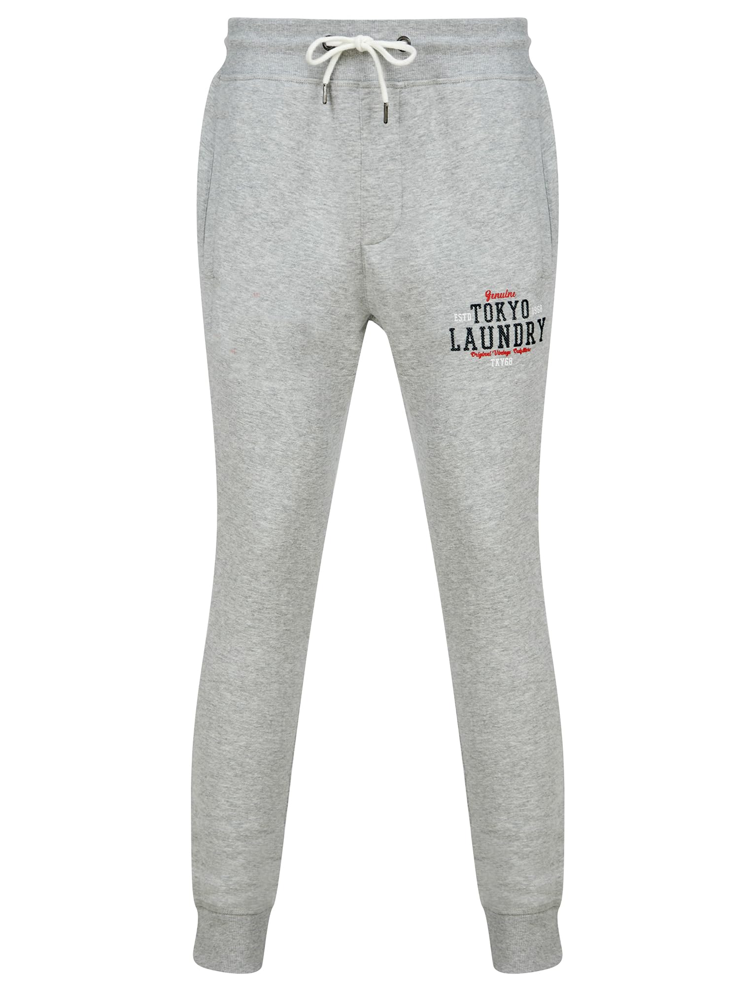Tokyo Laundry Men's Light Grey Marl Dischord Brushback Fleece Cuffed Joggers In L