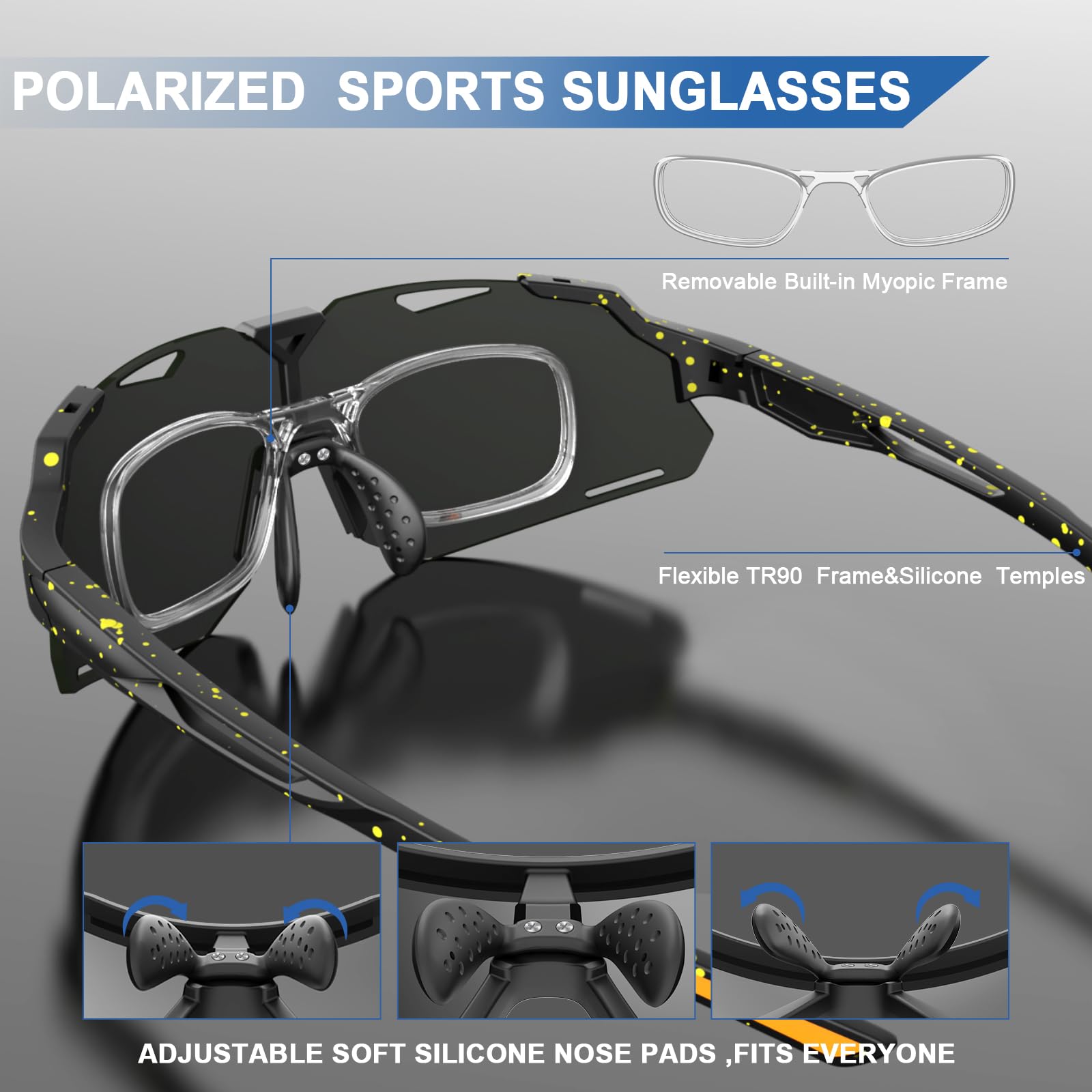 Occhiali da sole sportivi polarizzati, UV400, leggeri, montatura TR90, corsa, occhiali da baseball per uomini e donne, guida, pesca, ciclismo