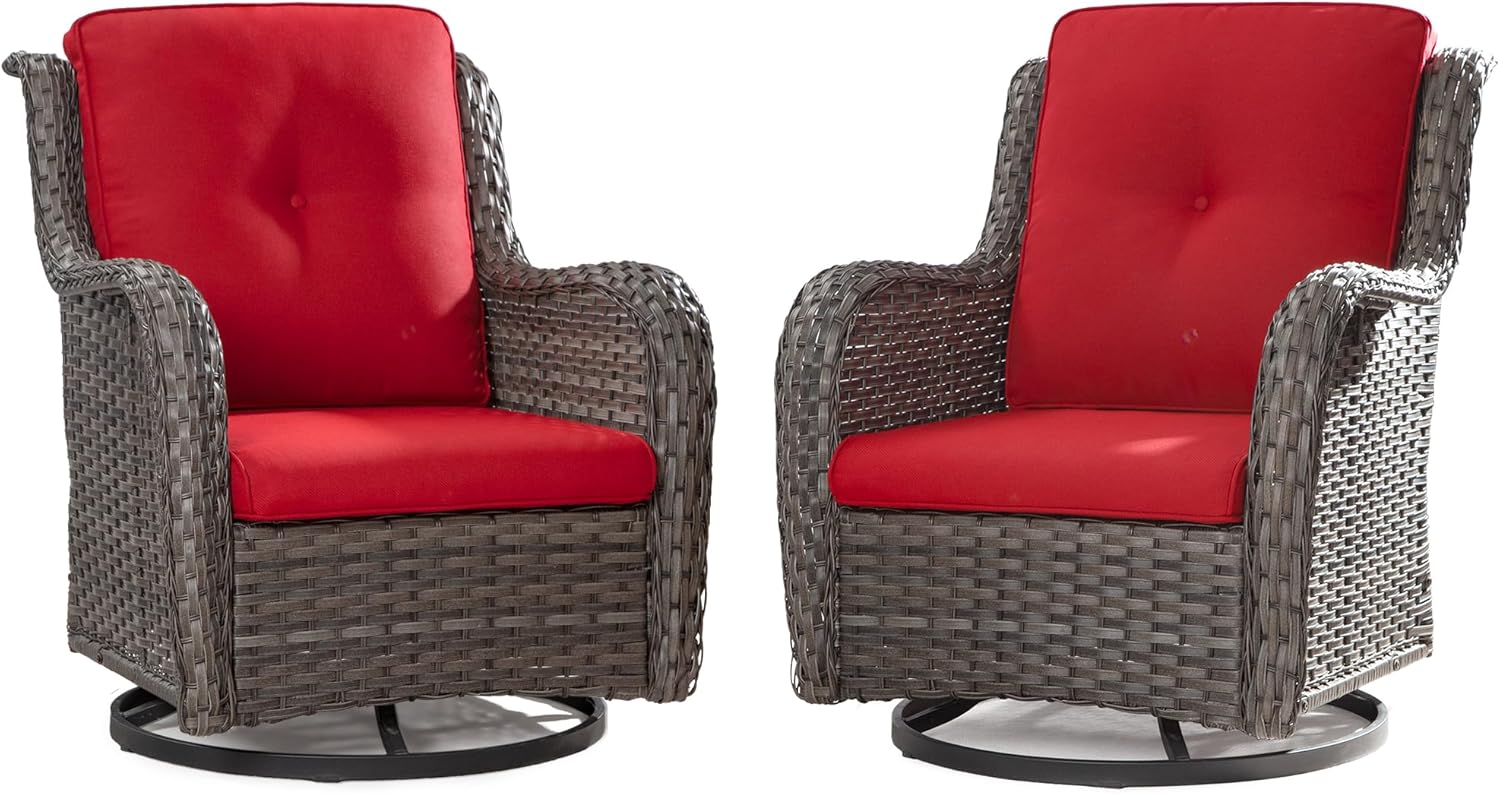 MeetLeisure Outdoor Swivel Rocker Patio Chairs Set of 2