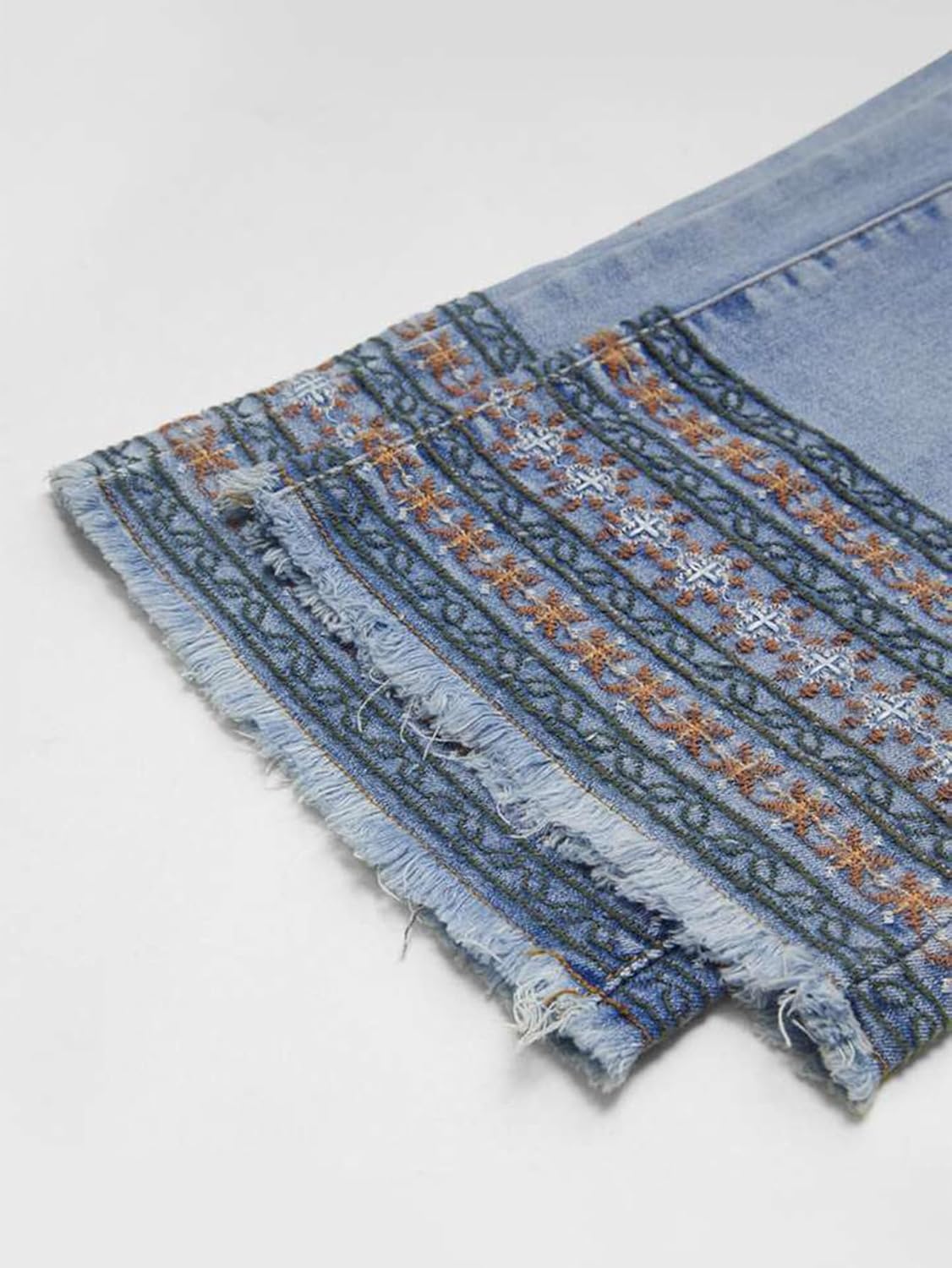 Flamingals Straight Leg Jeans for Women Low Rise Cropped Jeans Wash Embroidery Raw Hem Denim Pants