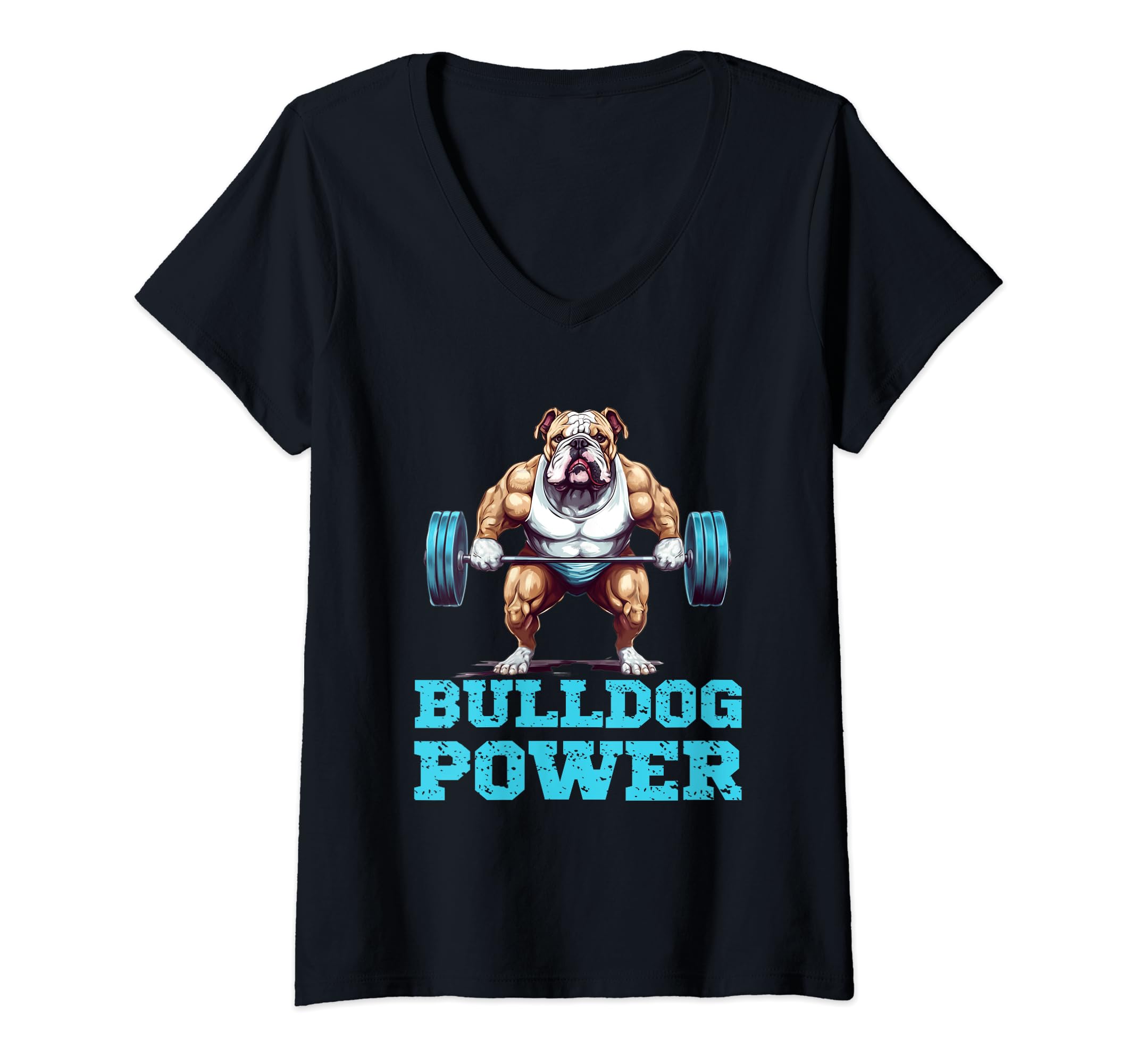 Bulldog Power Fitness Dog Gym V-Neck T-Shirt
