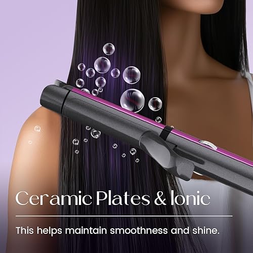 Miniatura 2 de PRITECH Plancha de pelo multifuncional 3 en 1, alisadora, rizadora y rizadora, plancha plana con iones negativos, temperatura ajustable (260-430)