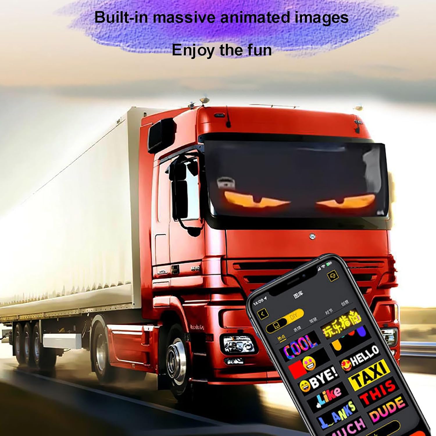 Programmable Devil Eyes Light for Cars, Colorful Eye Lamp Soft Screen for Car Windows, DIY Car Dynamic LED Smart Colorful Eye Lamp Soft Screen