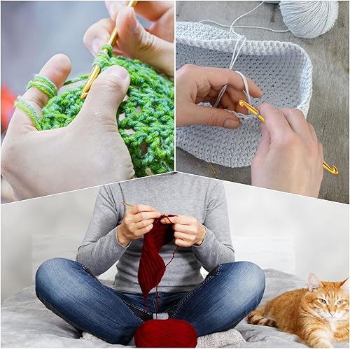 Miniatura 6 de cobee Ganchos de ganchillo, 10 ganchos de ganchillo de doble extremo, agujas de ganchillo doradas, kit de agujas de tejer, kit de agujas de tejer,