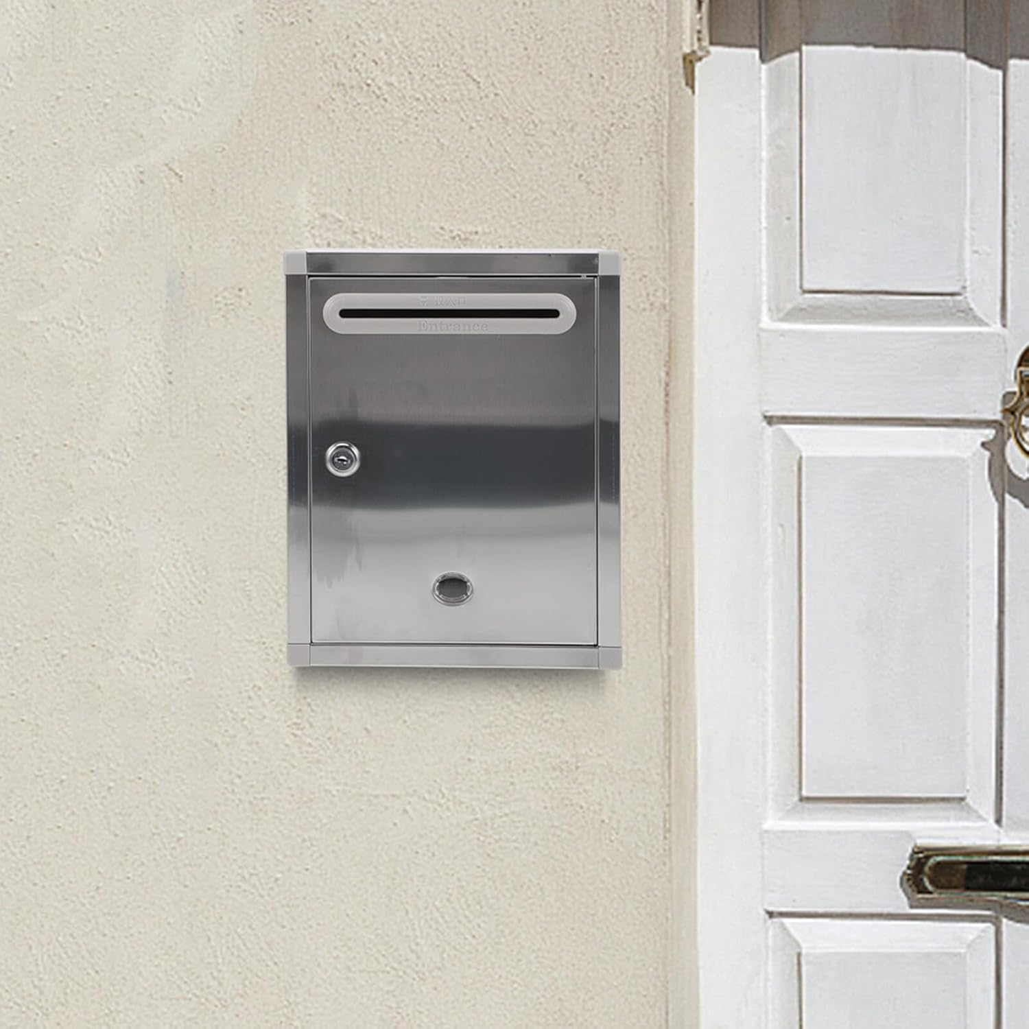 Stainless Steel Wall Mount Mailbox for Outdoors Letter Box with Lock Large Capacity for Mail Newspapers Magazines Secure Door-Mount Design Weather-Resistant Finish Random Color