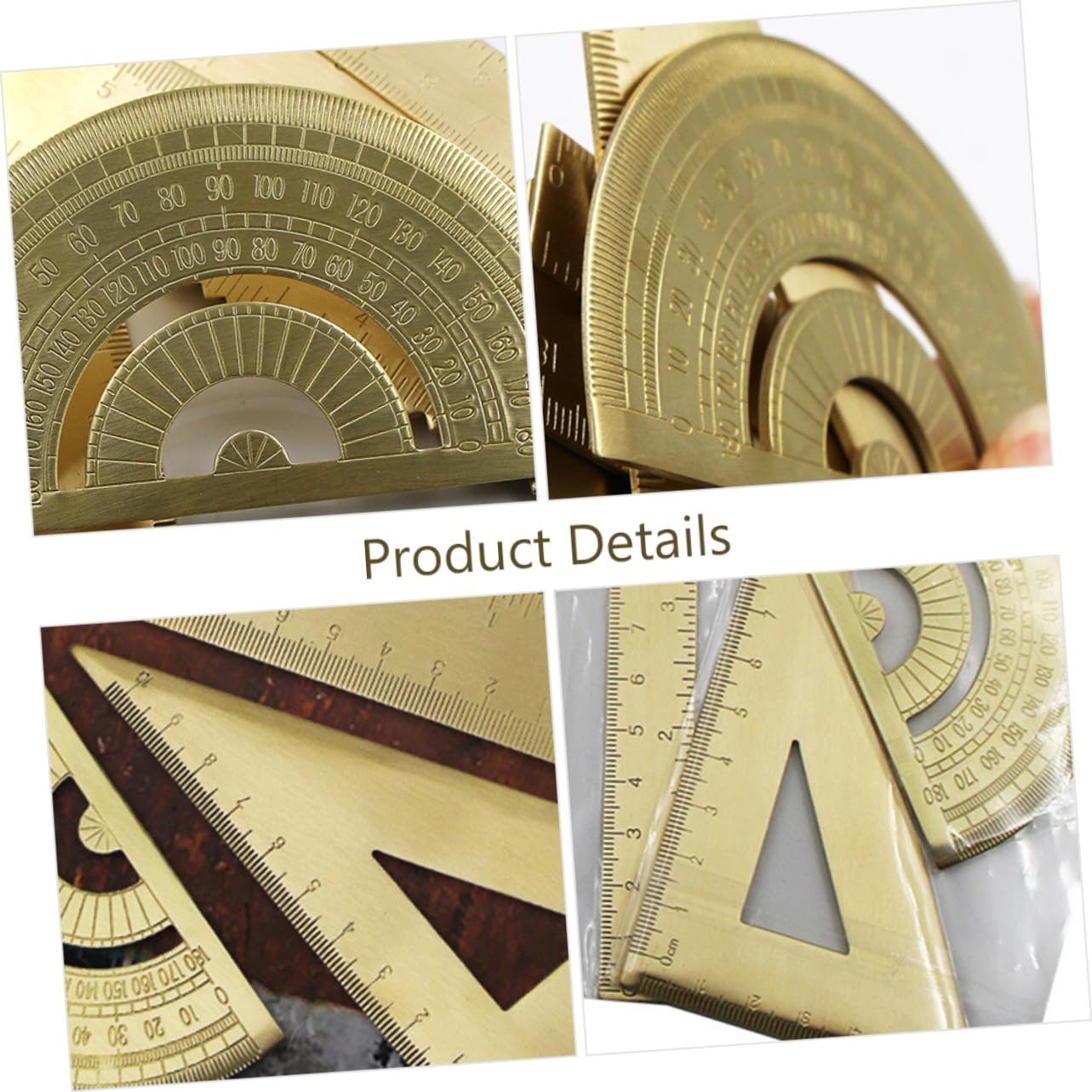 Lurrose 3sets Ottone Per Righello e Goniometro Per Misurazioni Precise Strumento Portatile Per Ingegneri e Studenti
