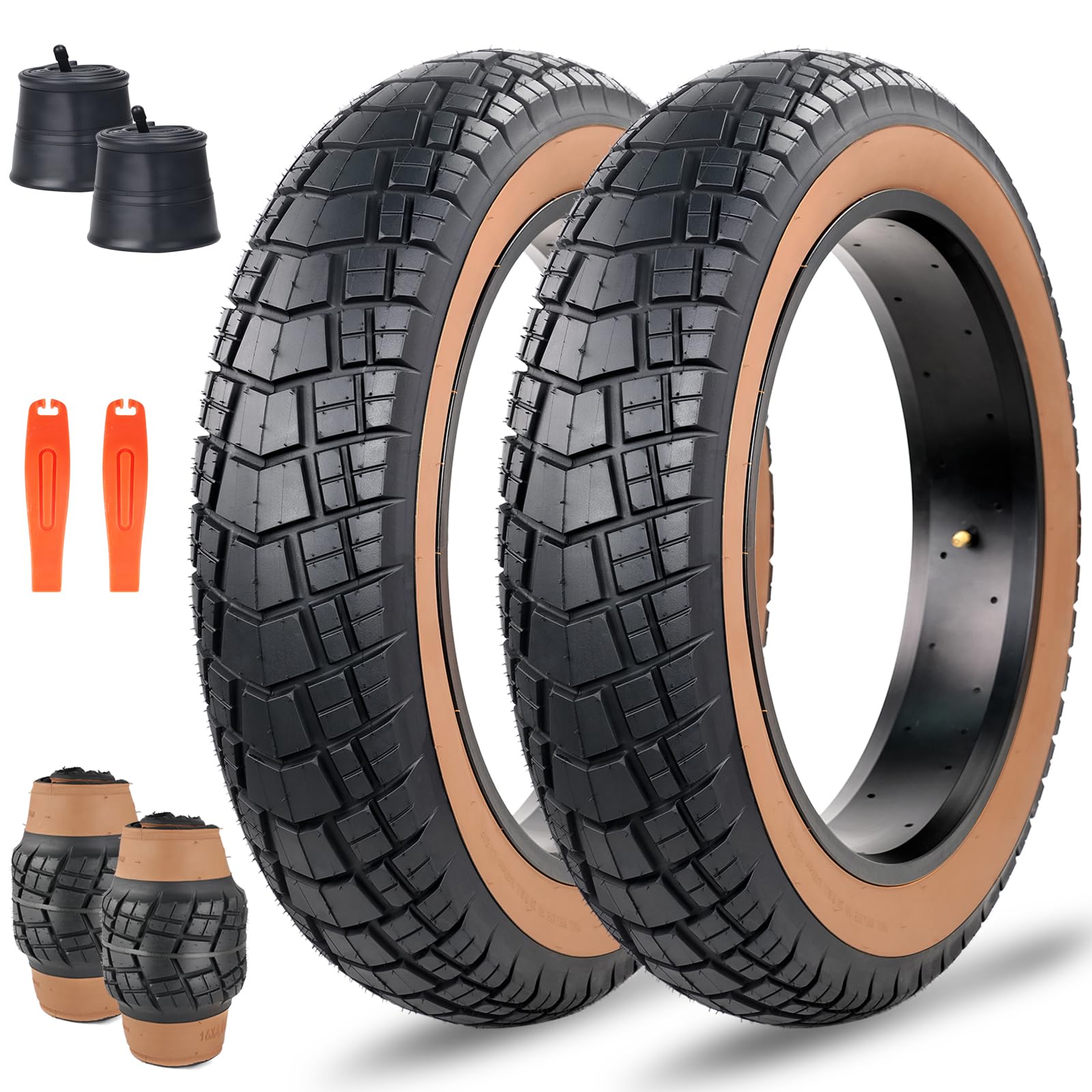 WEEROCK Fat Bike Tyres 20 x 4.0 E-Bike Tyre Heavy Duty Brown Edge