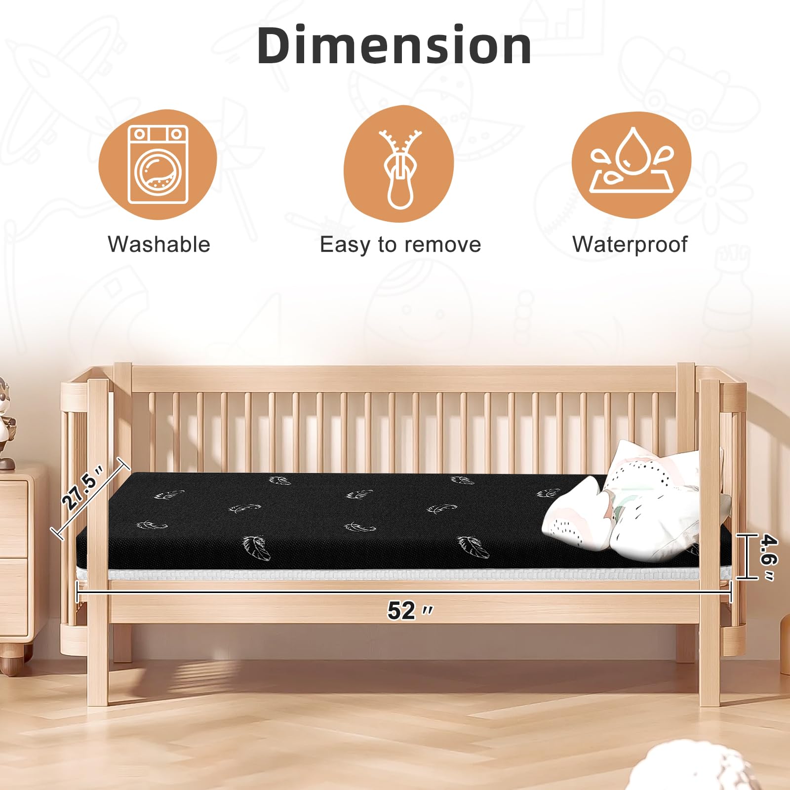 Triple-Layer Baby Crib Mattress 52 X 27 Dual-Sided Comfort For Baby And  Toddler