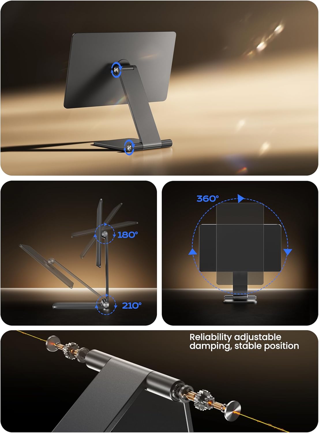 LULULOOK Magnetic Stand for Remarkable Paper Pro 11.8" (2024), 360° Adjustable Foldable Aluminium Alloy Paper Pro Stand, Powerful Magnetism with Anti-Slip Pad Base - Image 7
