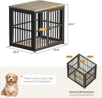 Vista 7 de Lyromix Mueble de jaula para perros de 27 pulgadas con 3 puertas, mesa auxiliar de madera resistente para perros pequeños, múltiples unidades se